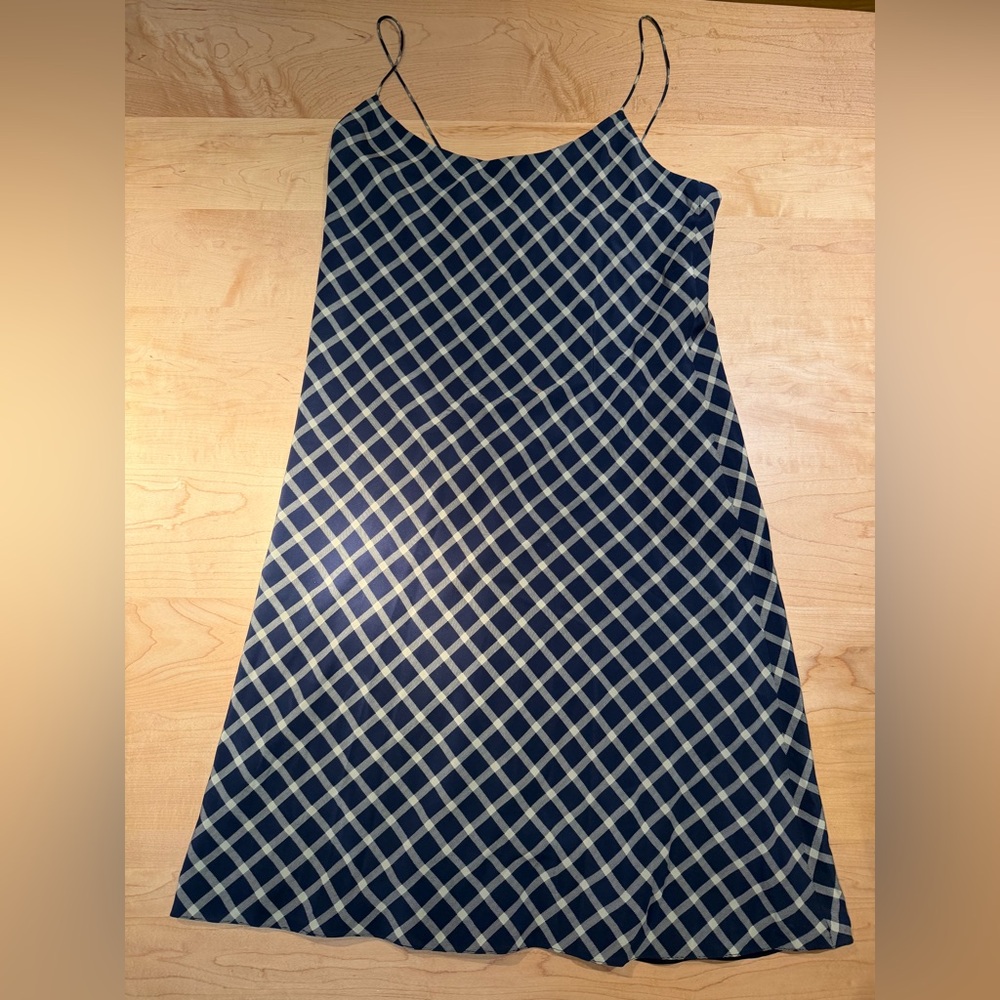 Ralph Lauren Collection Purple Label 100% Silk Slip Checked Midi Dress